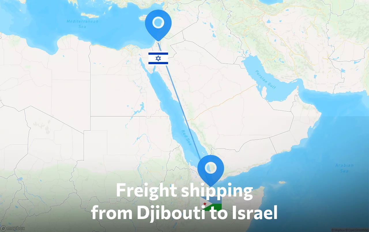 Shipping route from Djibouti to Israel