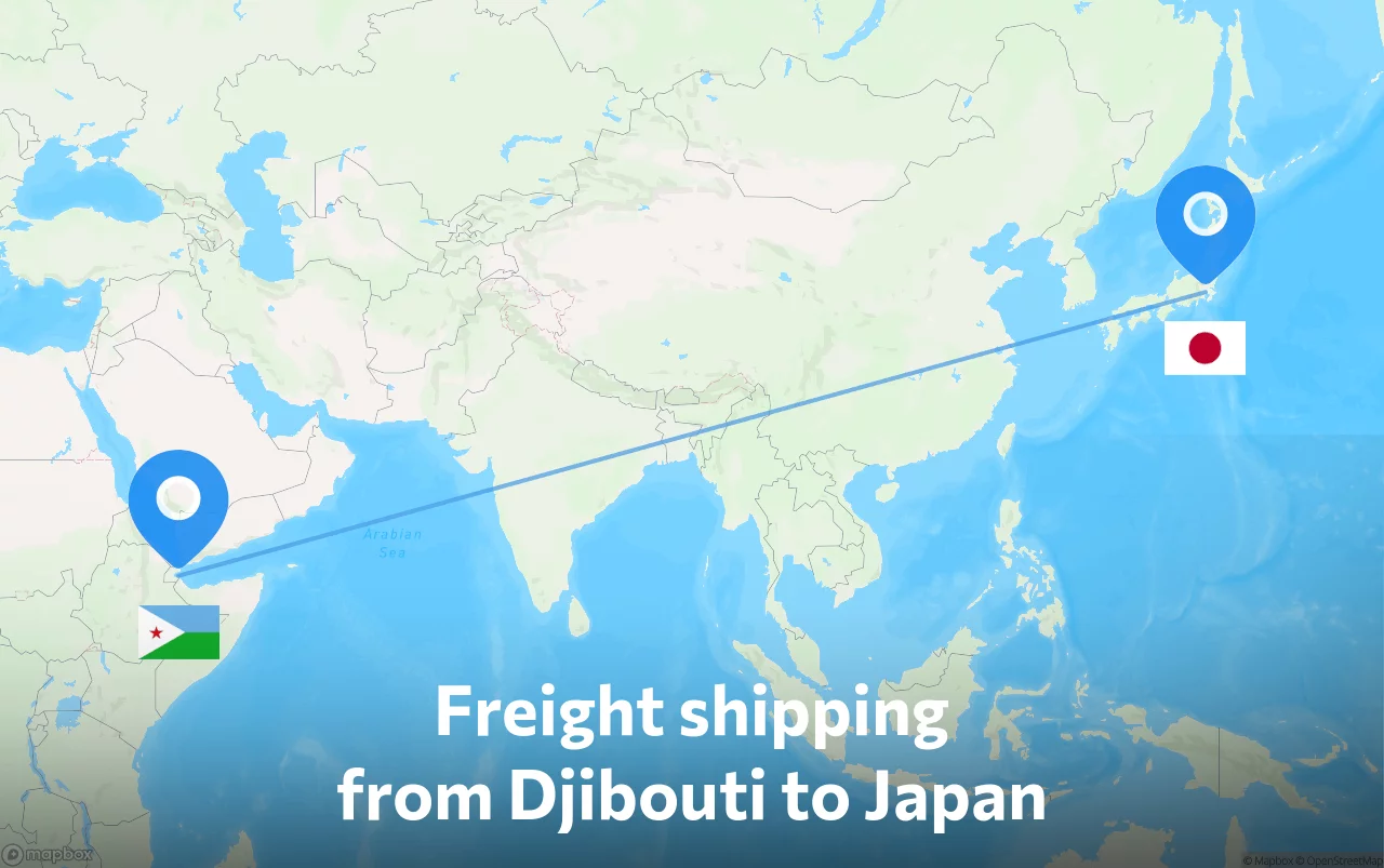 Shipping route from Djibouti to Japan