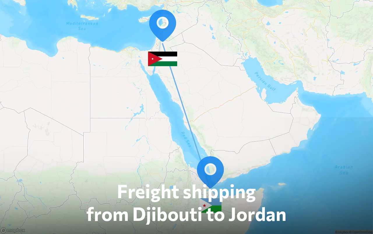 Shipping route from Djibouti to Jordan