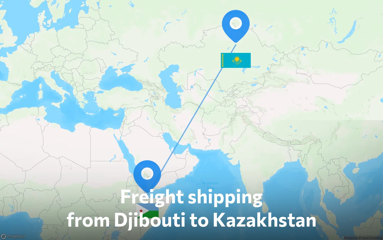 Shipping route from Djibouti to Kazakhstan