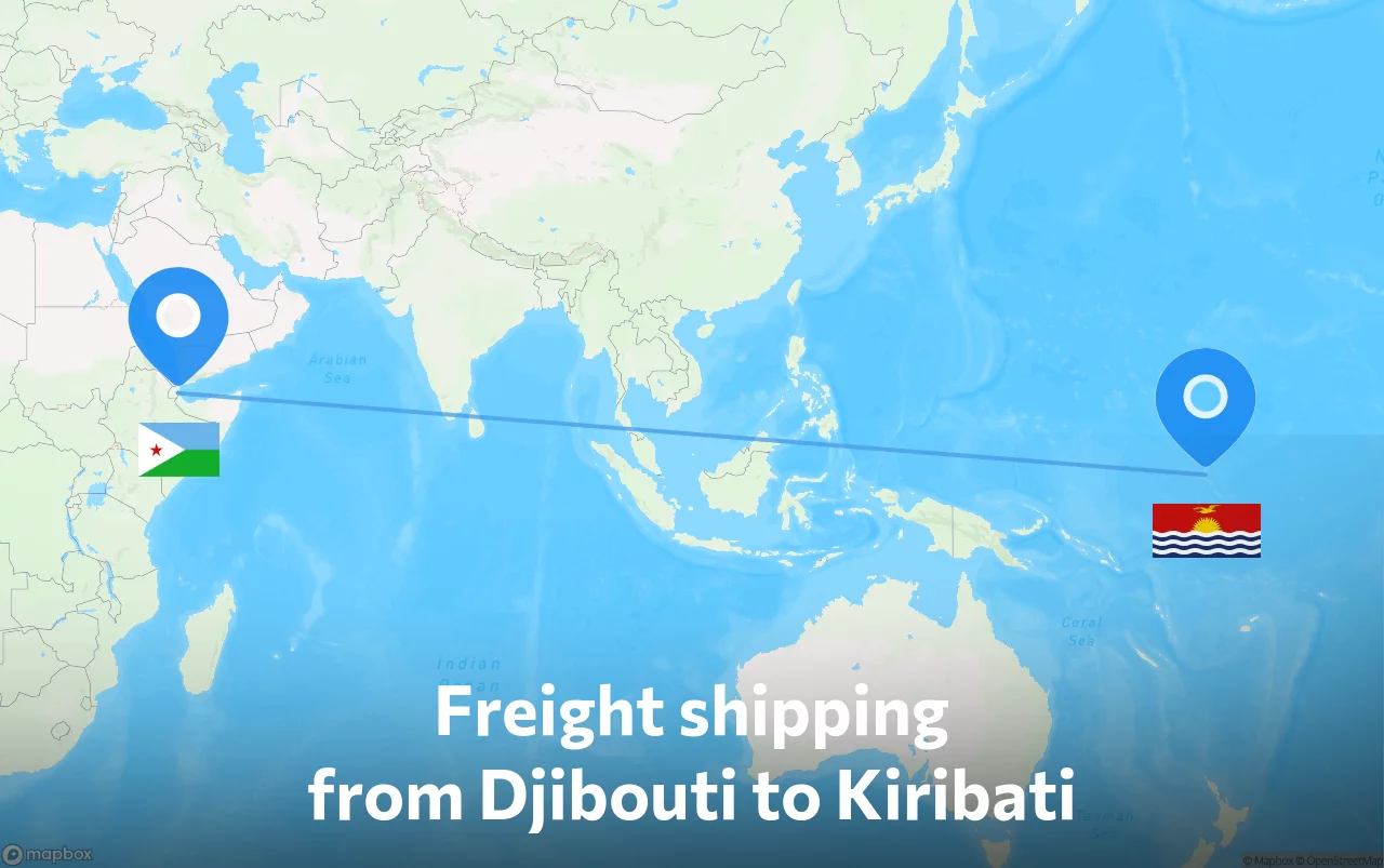 Shipping route from Djibouti to Kiribati