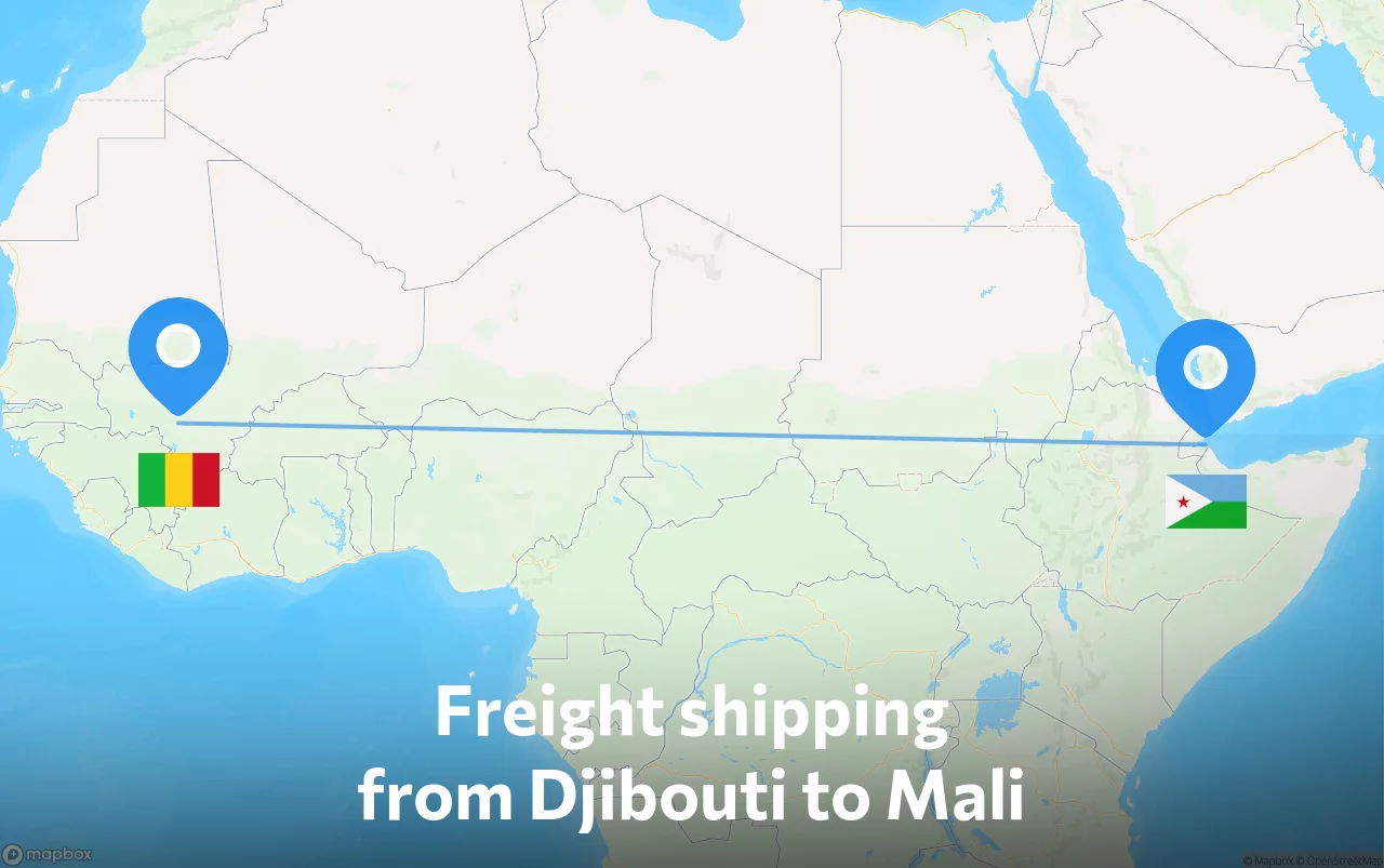 Shipping route from Djibouti to Mali