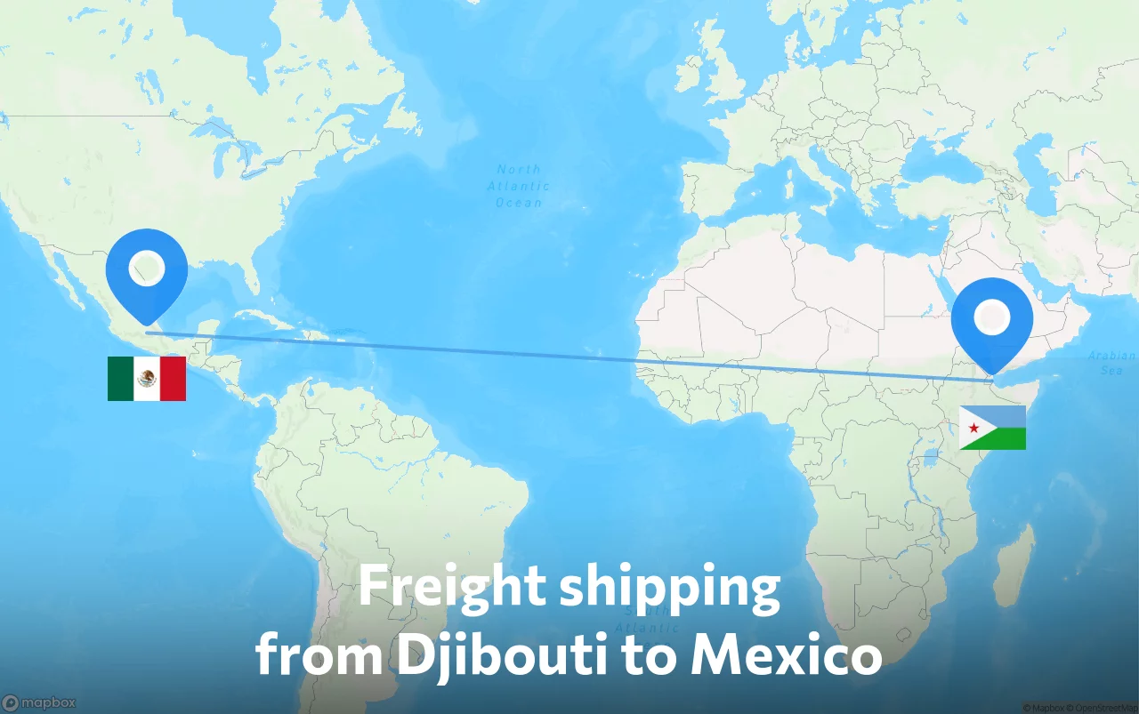Shipping route from Djibouti to Mexico