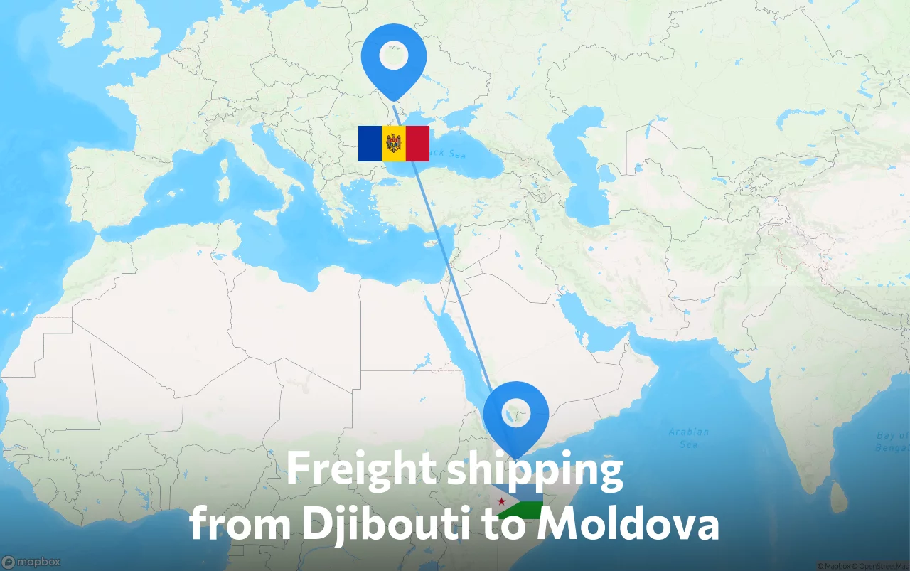 Shipping route from Djibouti to Moldova