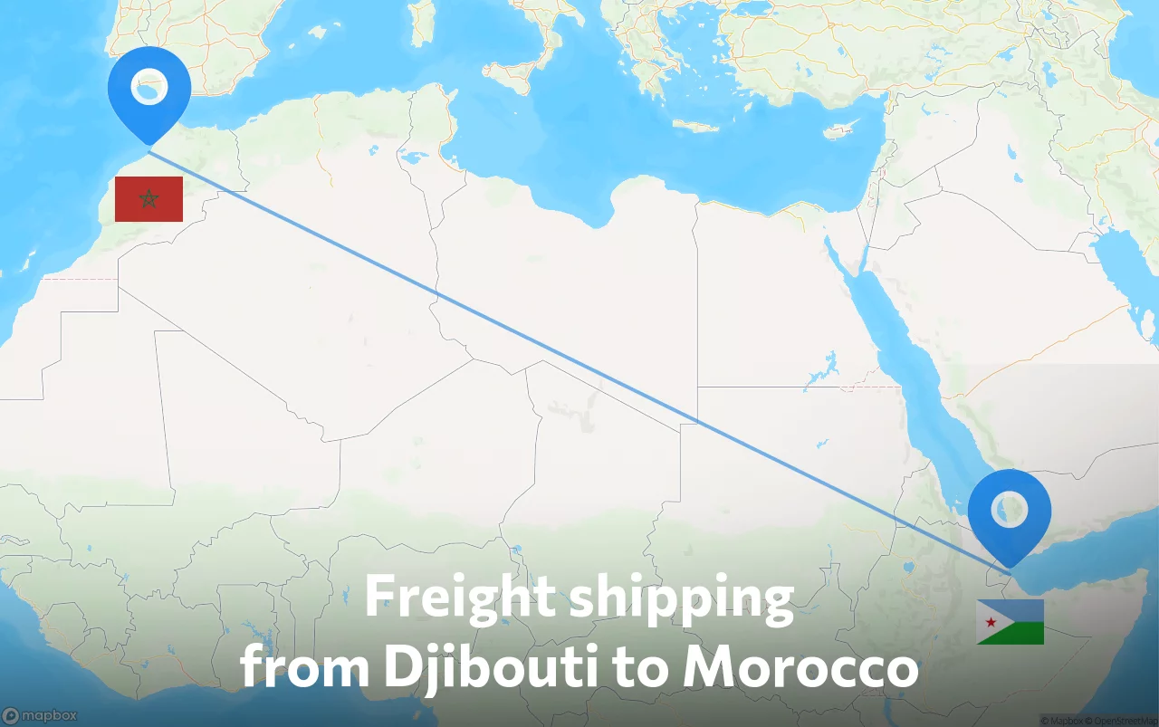 Shipping route from Djibouti to Morocco