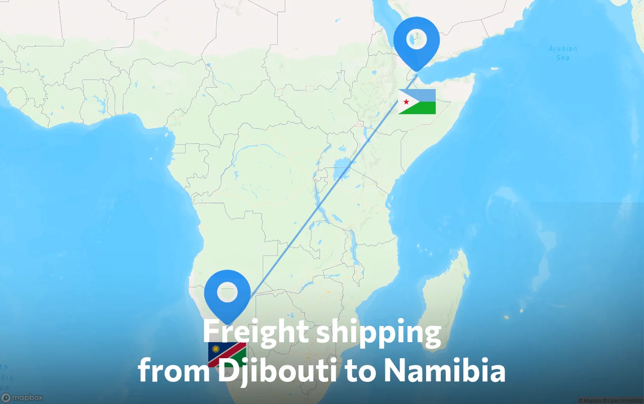Shipping route from Djibouti to Namibia