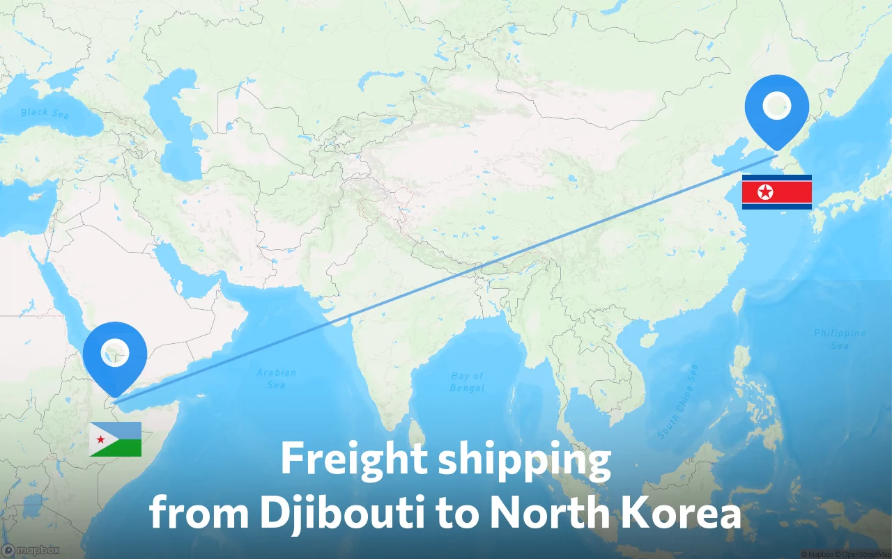 Shipping route from Djibouti to North Korea