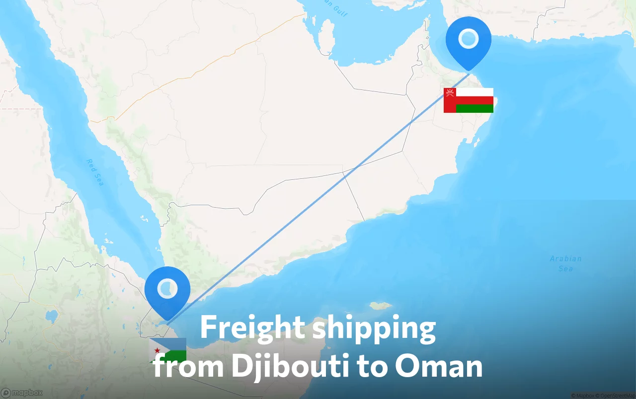Shipping route from Djibouti to Oman
