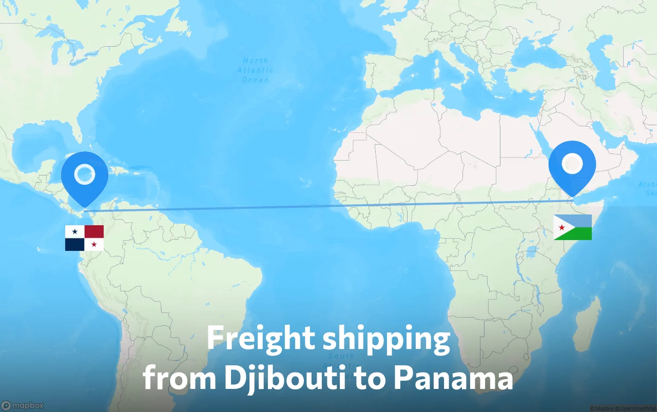 Shipping route from Djibouti to Panama