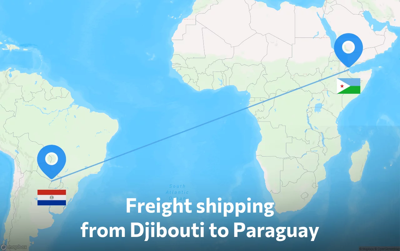 Shipping route from Djibouti to Paraguay