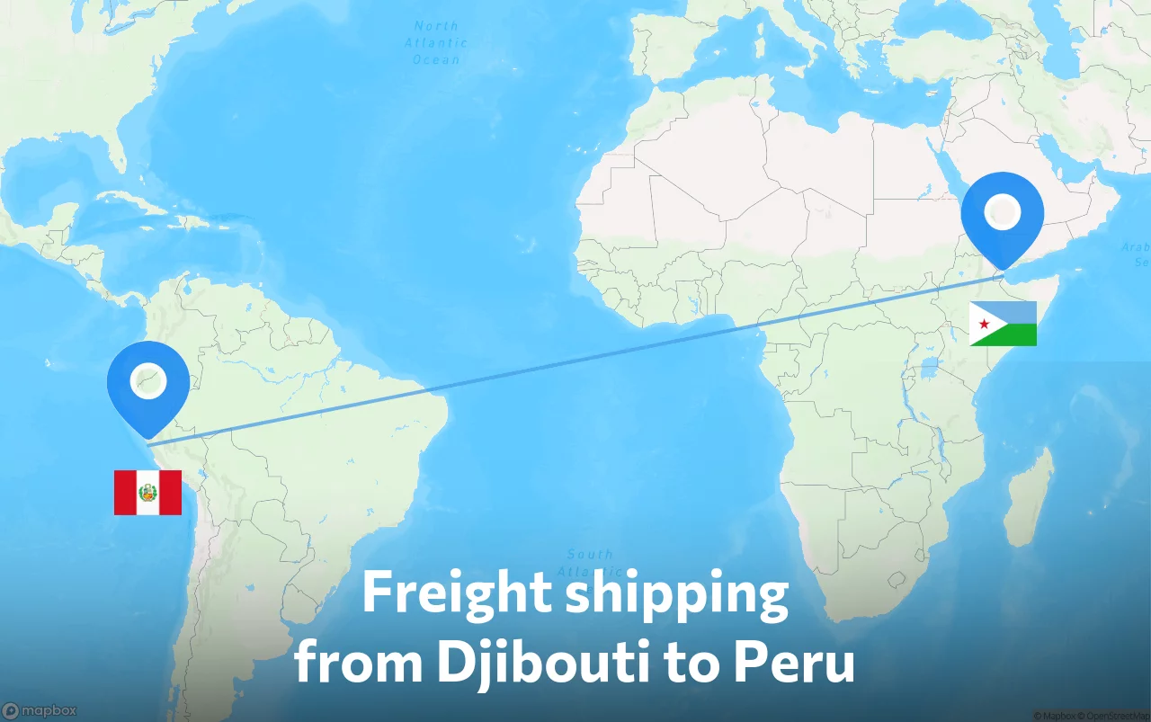 Shipping route from Djibouti to Peru