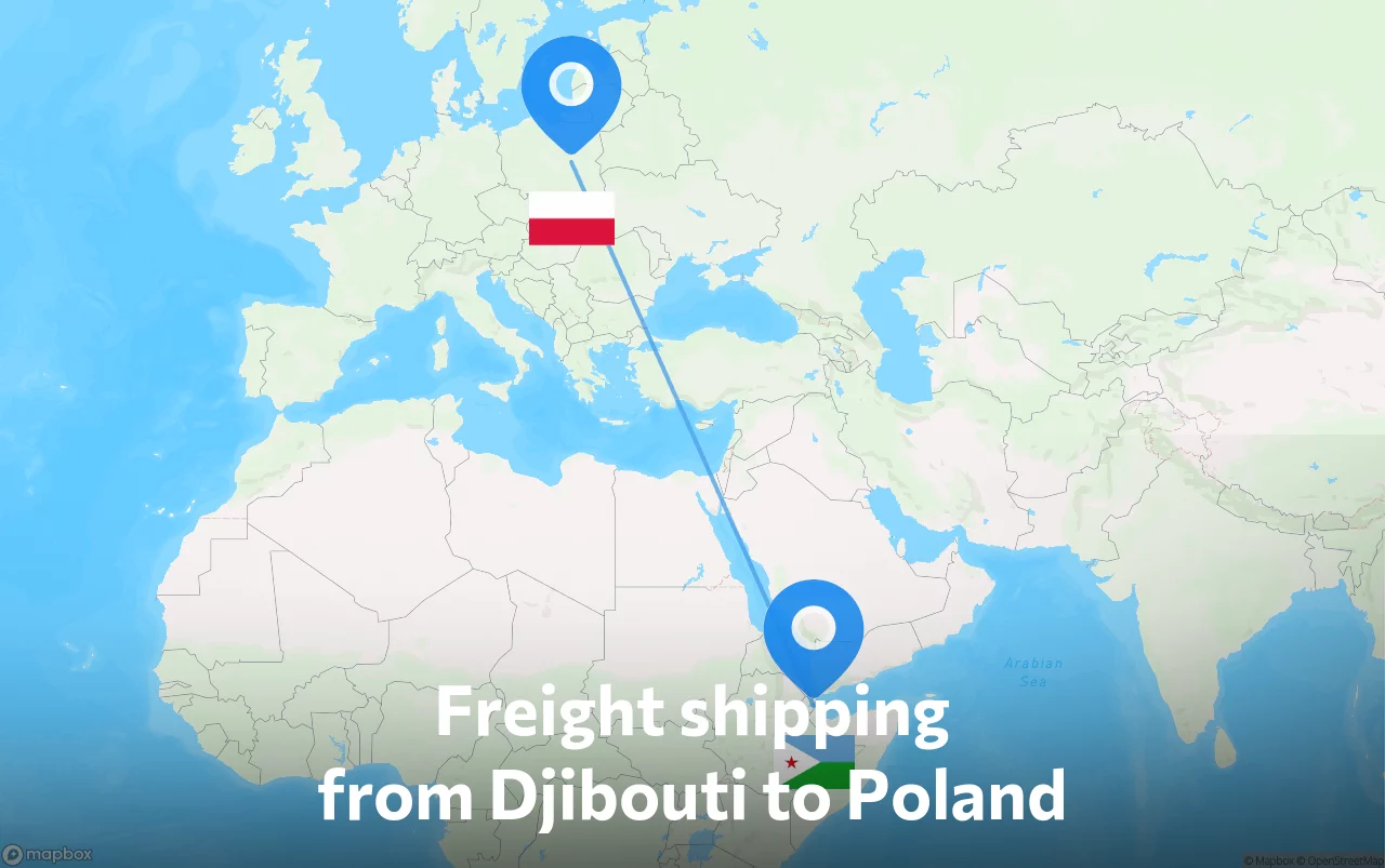 Shipping route from Djibouti to Poland