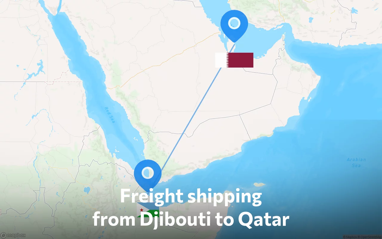 Shipping route from Djibouti to Qatar