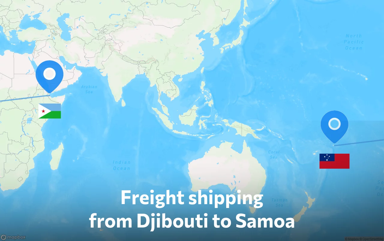 Shipping route from Djibouti to Samoa
