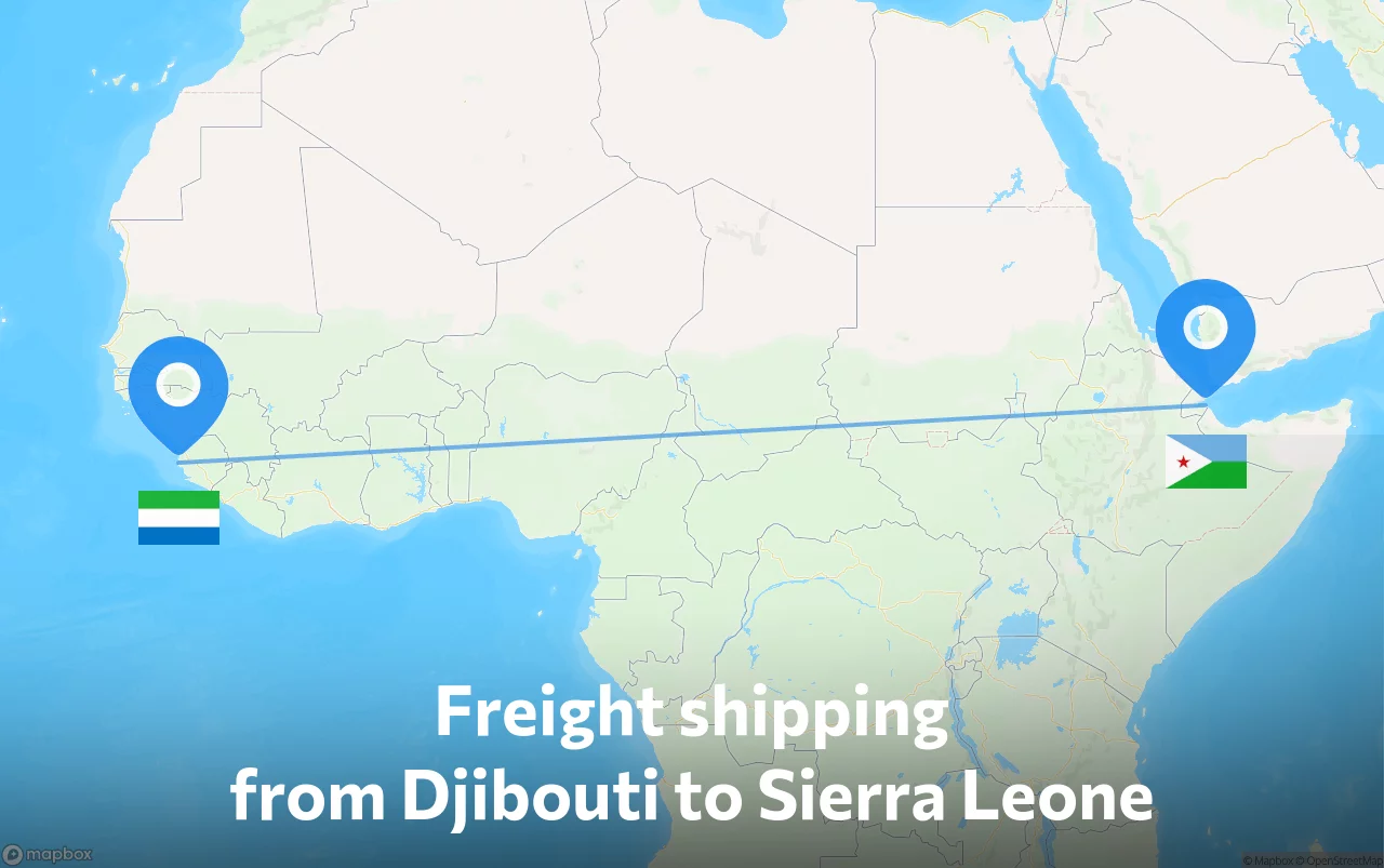 Shipping route from Djibouti to Sierra Leone