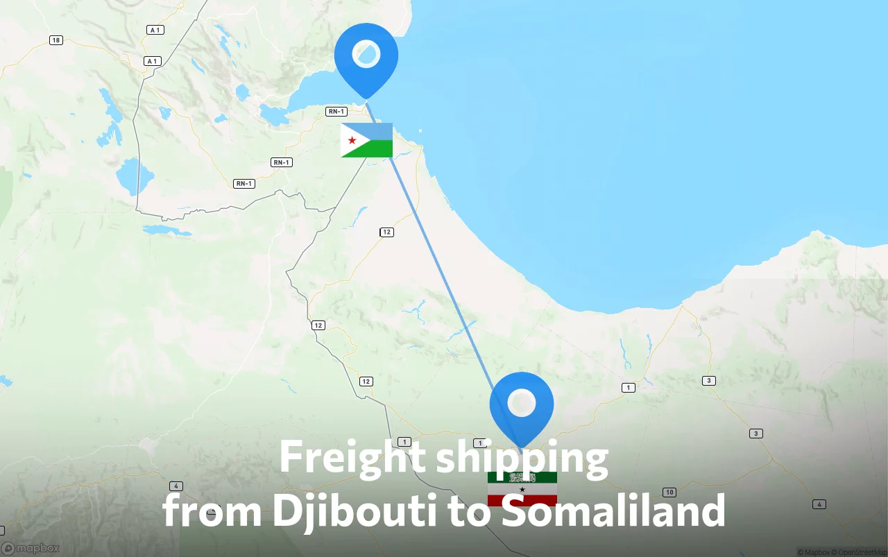 Shipping route from Djibouti to Somaliland