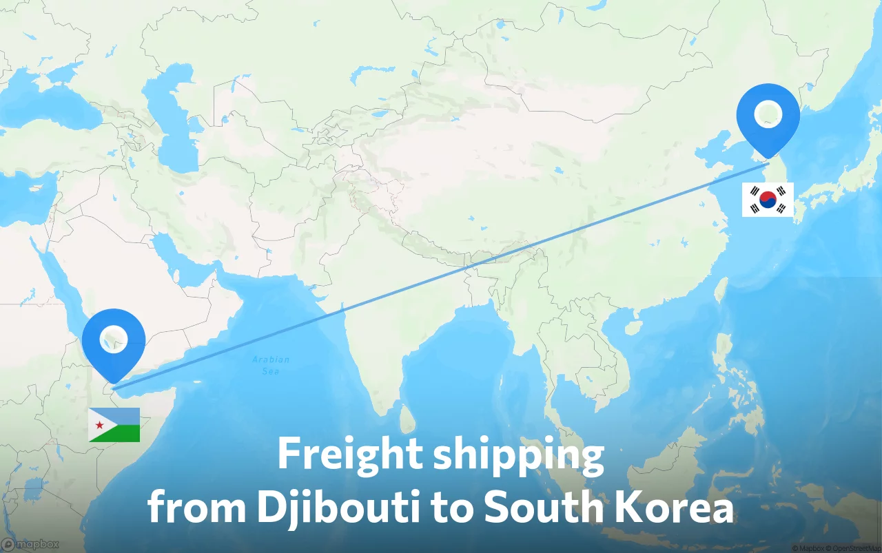 Shipping route from Djibouti to South Korea