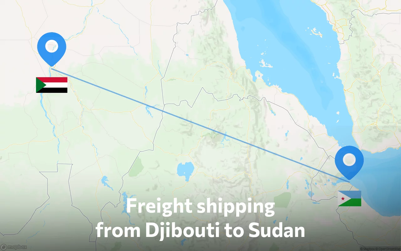 Shipping route from Djibouti to Sudan