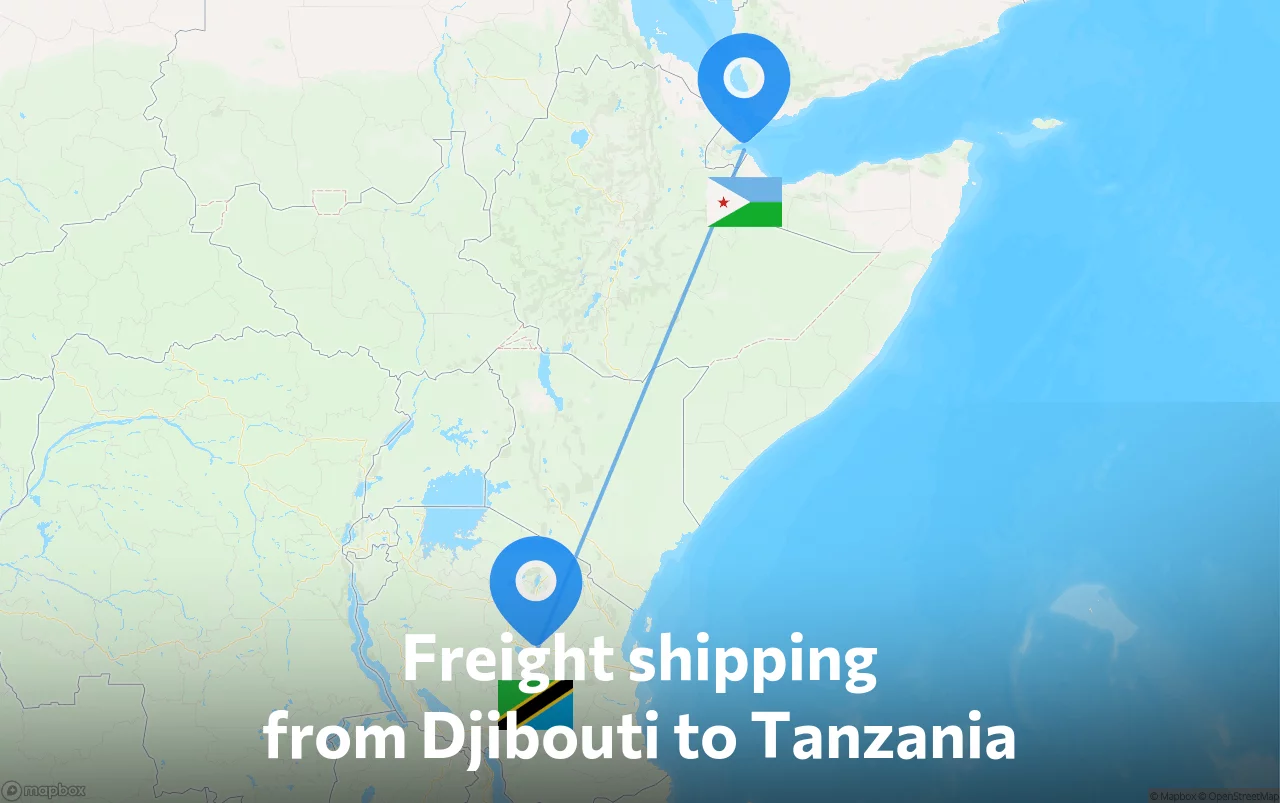 Shipping route from Djibouti to Tanzania
