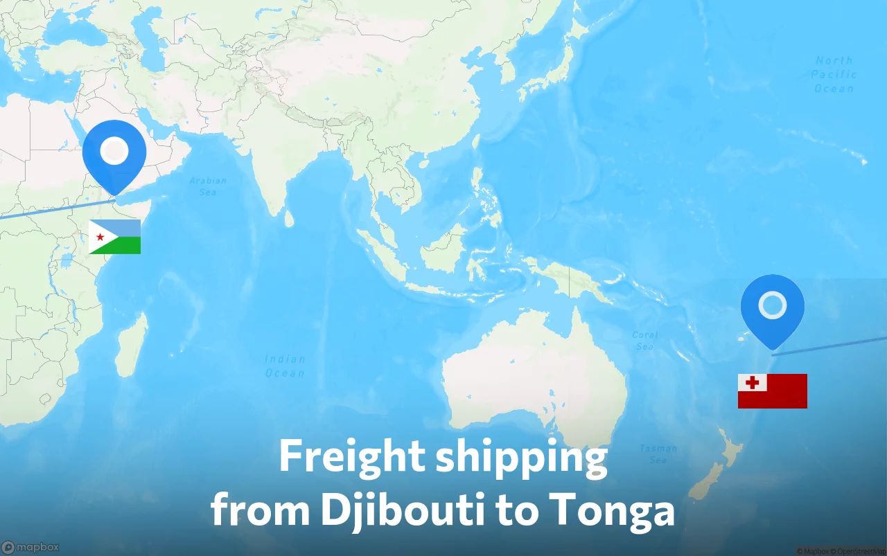 Shipping route from Djibouti to Tonga