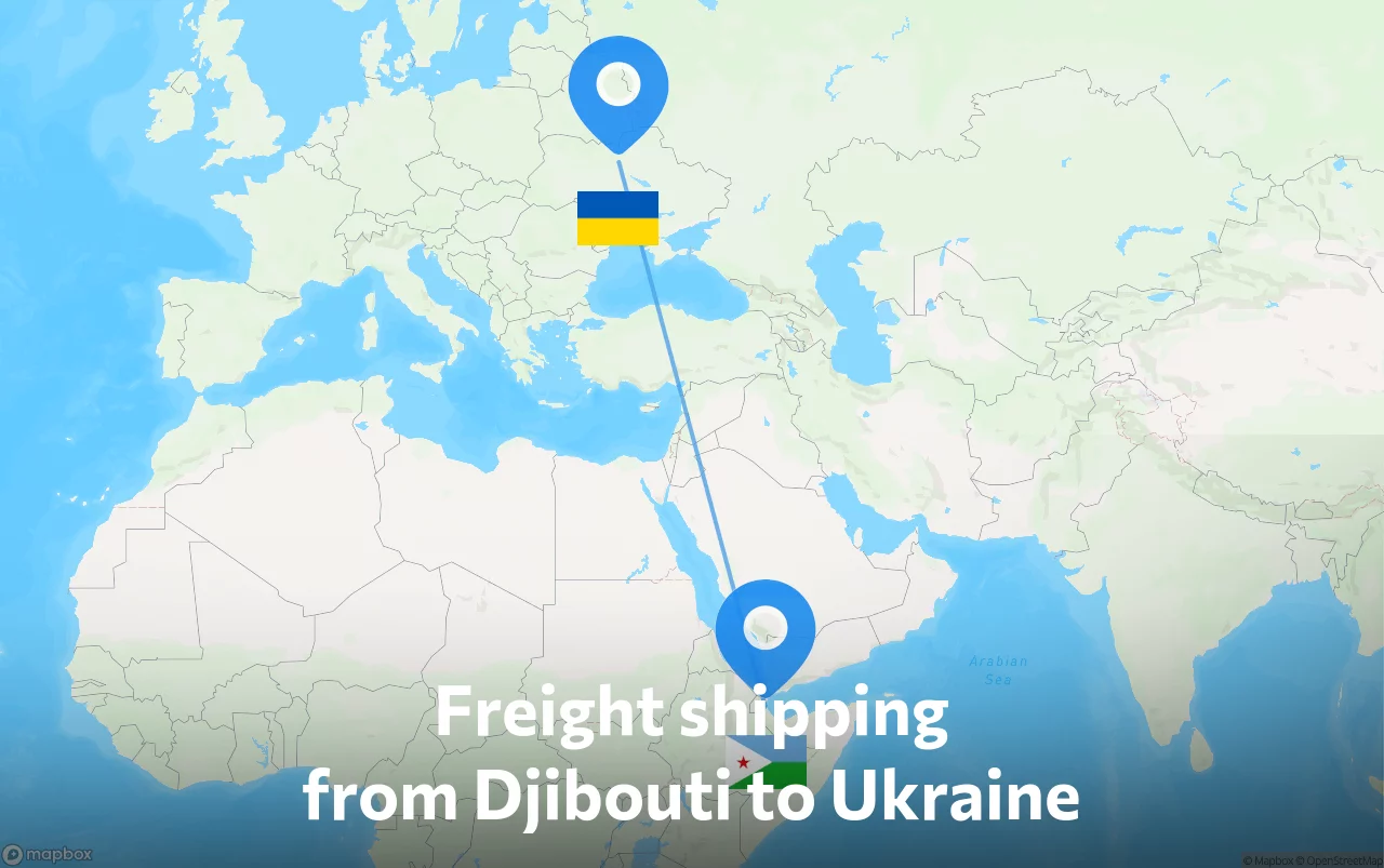 Shipping route from Djibouti to Ukraine