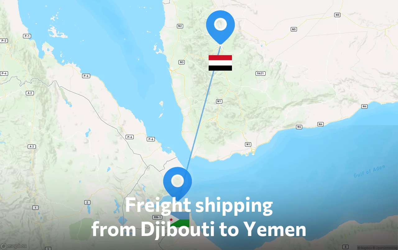 Shipping route from Djibouti to Yemen