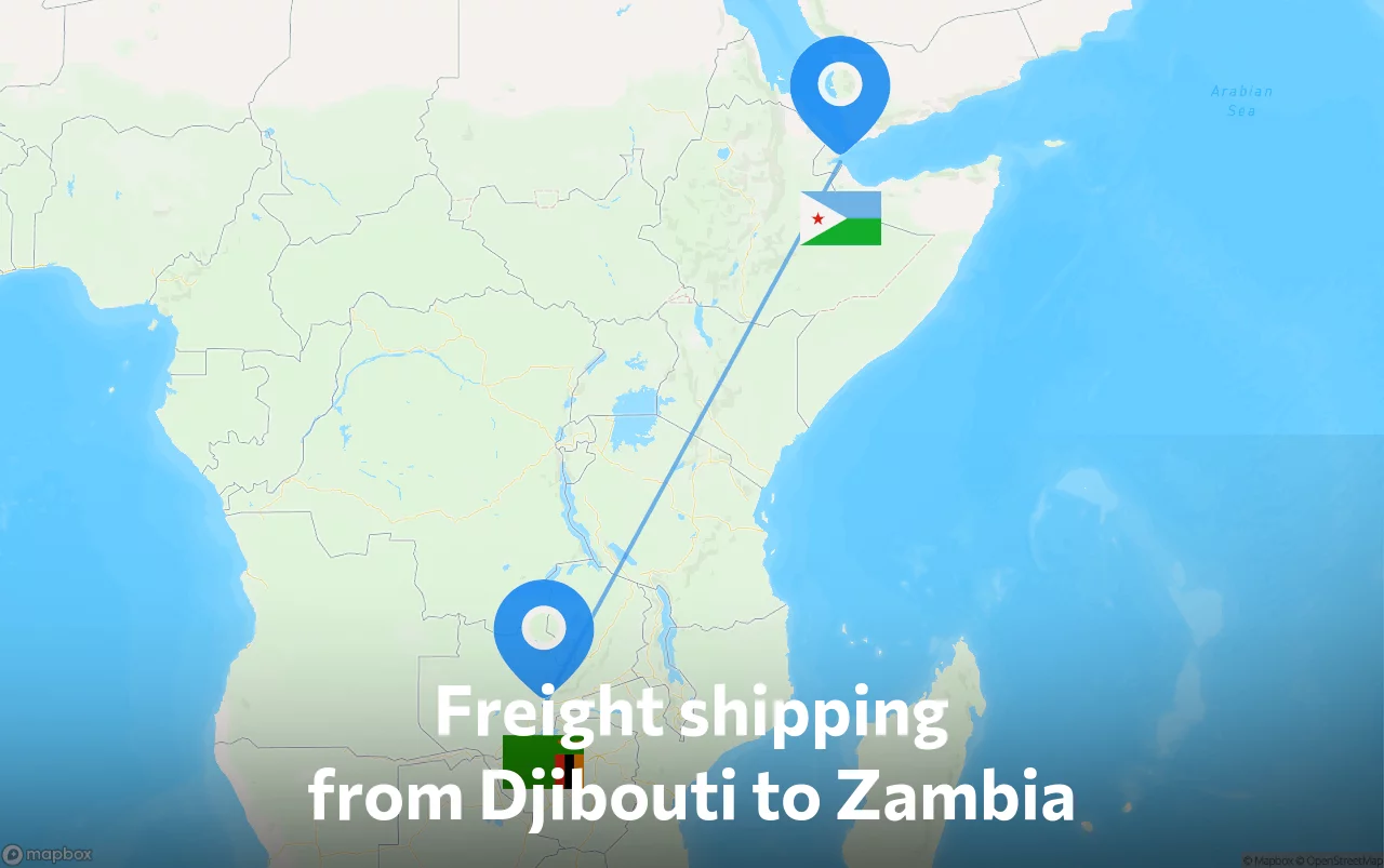 Shipping route from Djibouti to Zambia