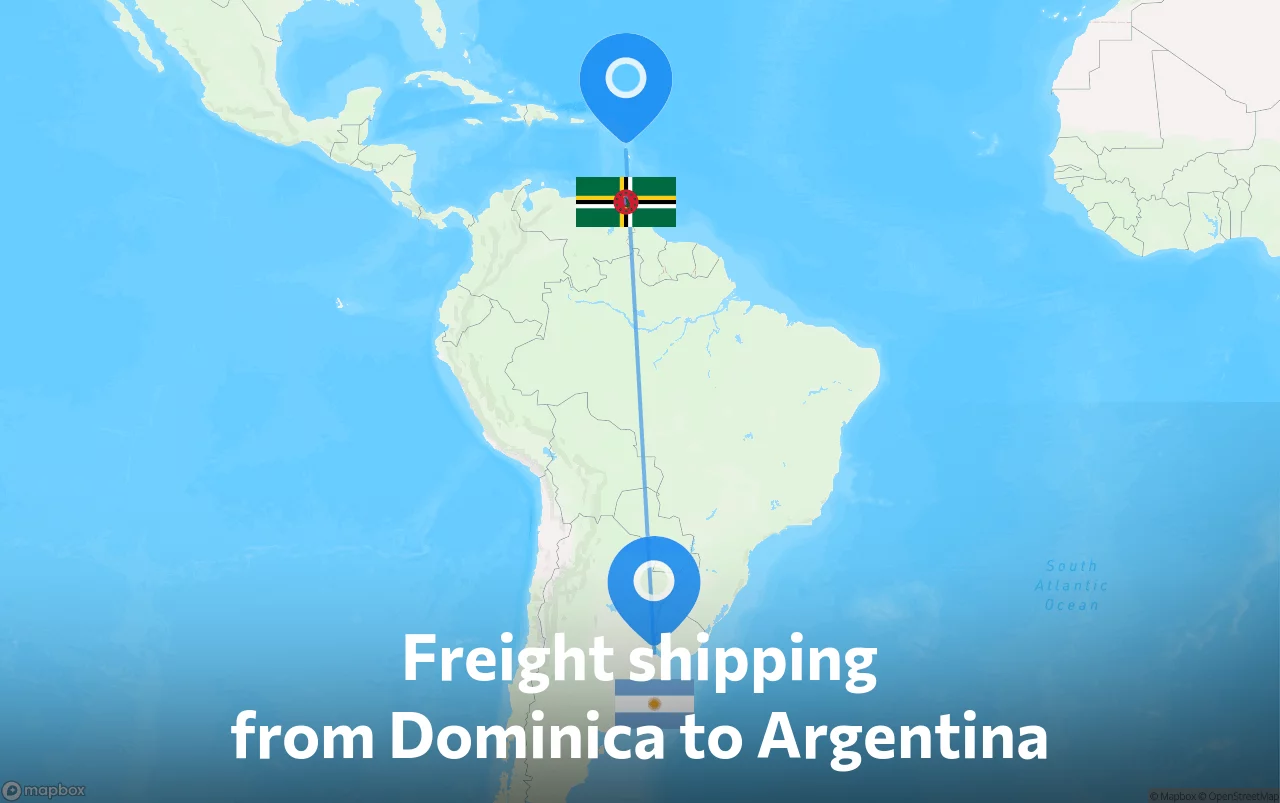 Shipping route from Dominica to Argentina