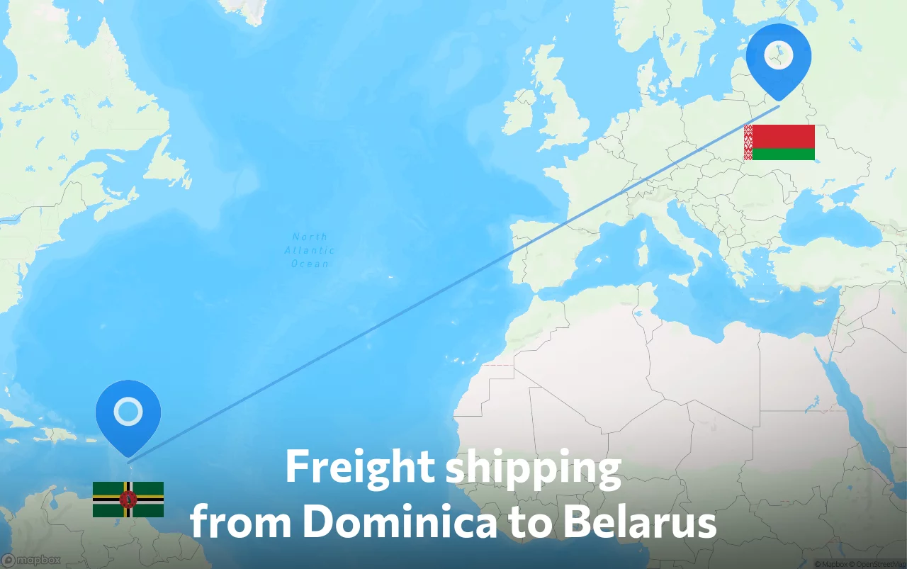 Shipping route from Dominica to Belarus