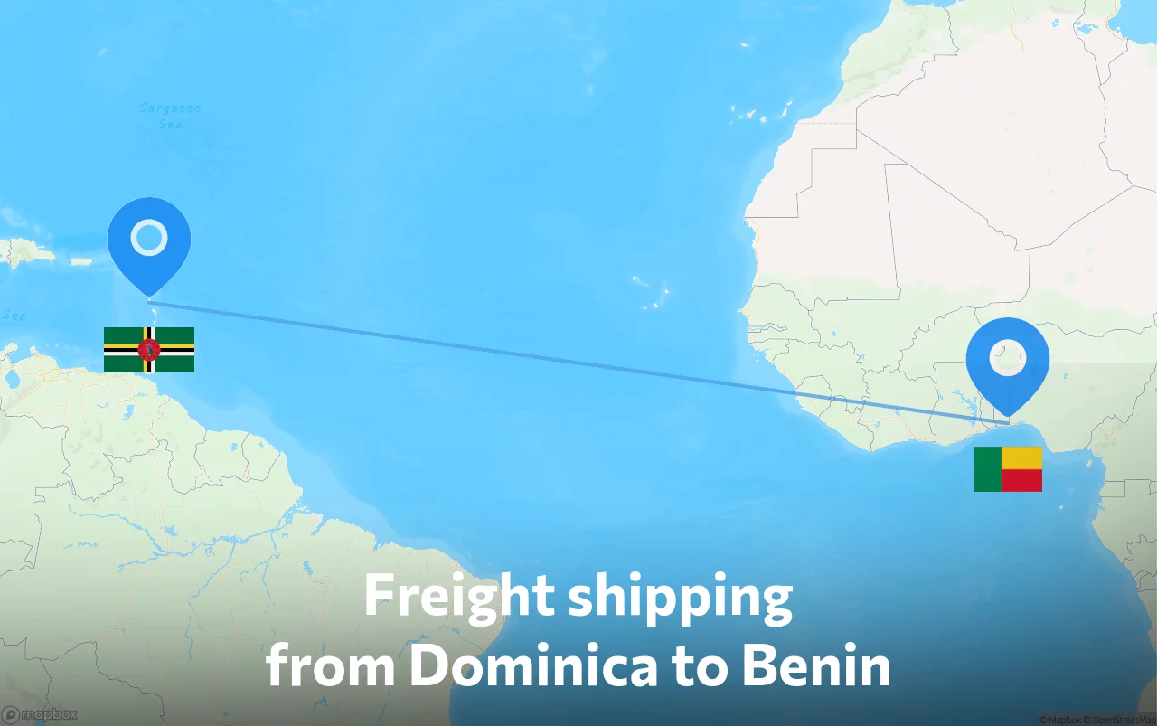 Shipping route from Dominica to Benin