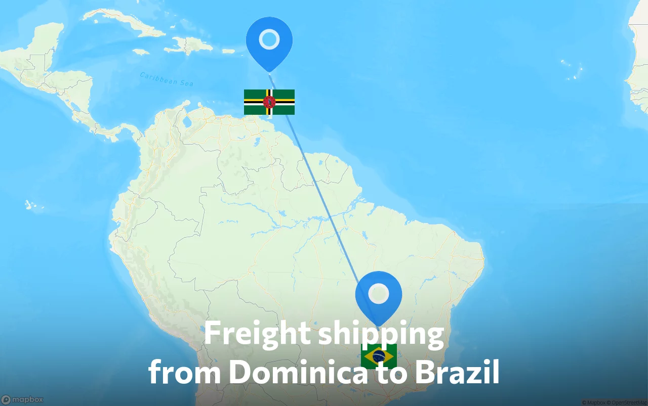 Shipping route from Dominica to Brazil