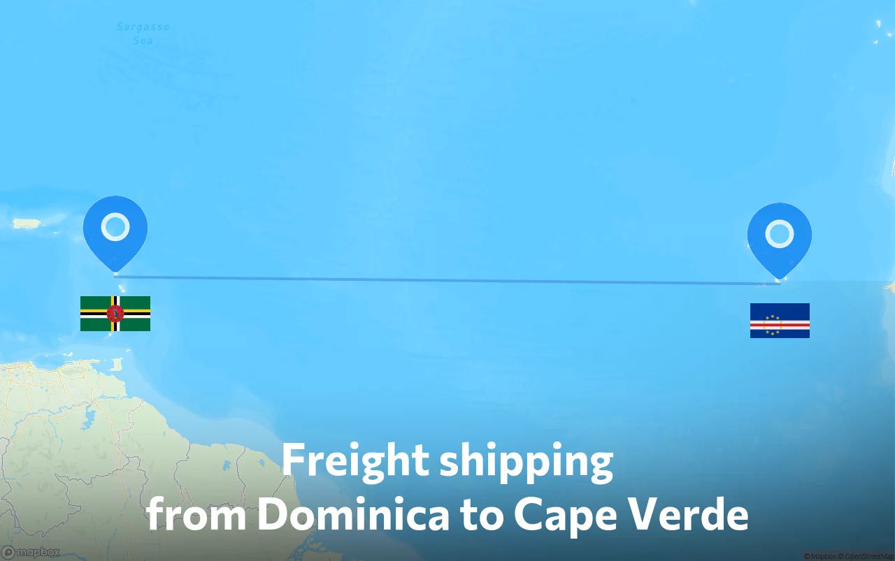 Shipping route from Dominica to Cape Verde