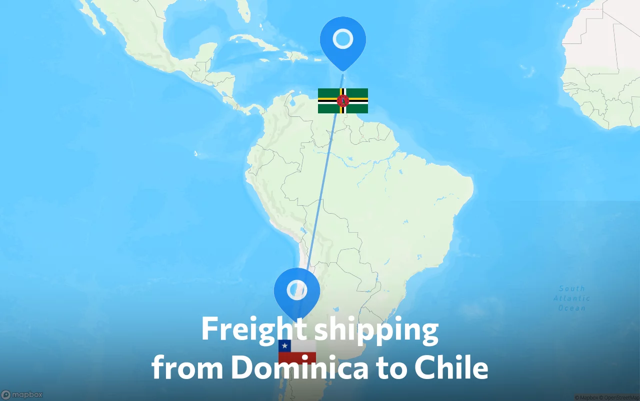 Shipping route from Dominica to Chile
