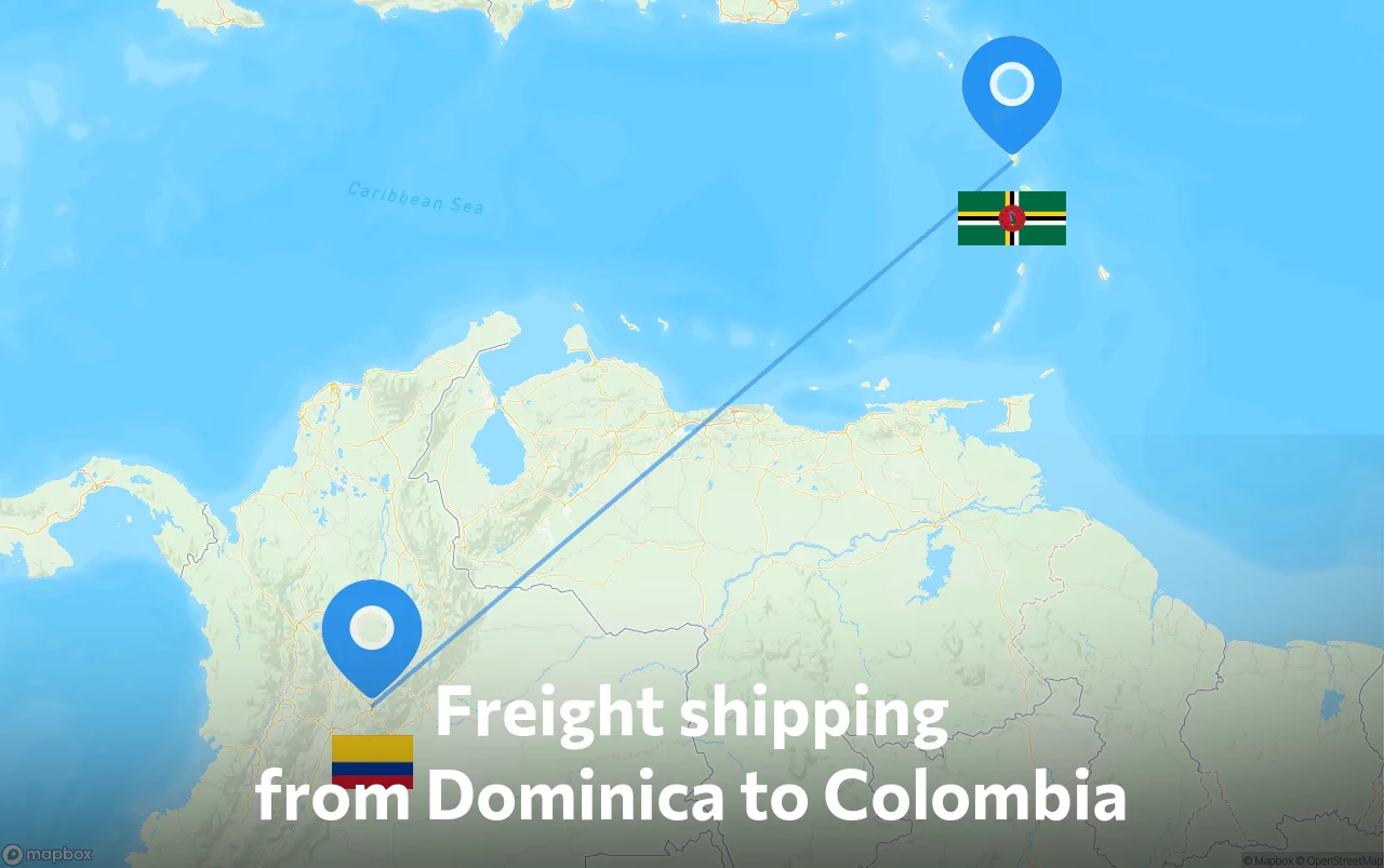 Shipping route from Dominica to Colombia