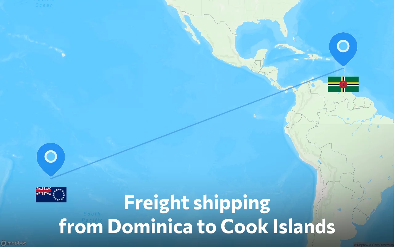 Shipping route from Dominica to Cook Islands