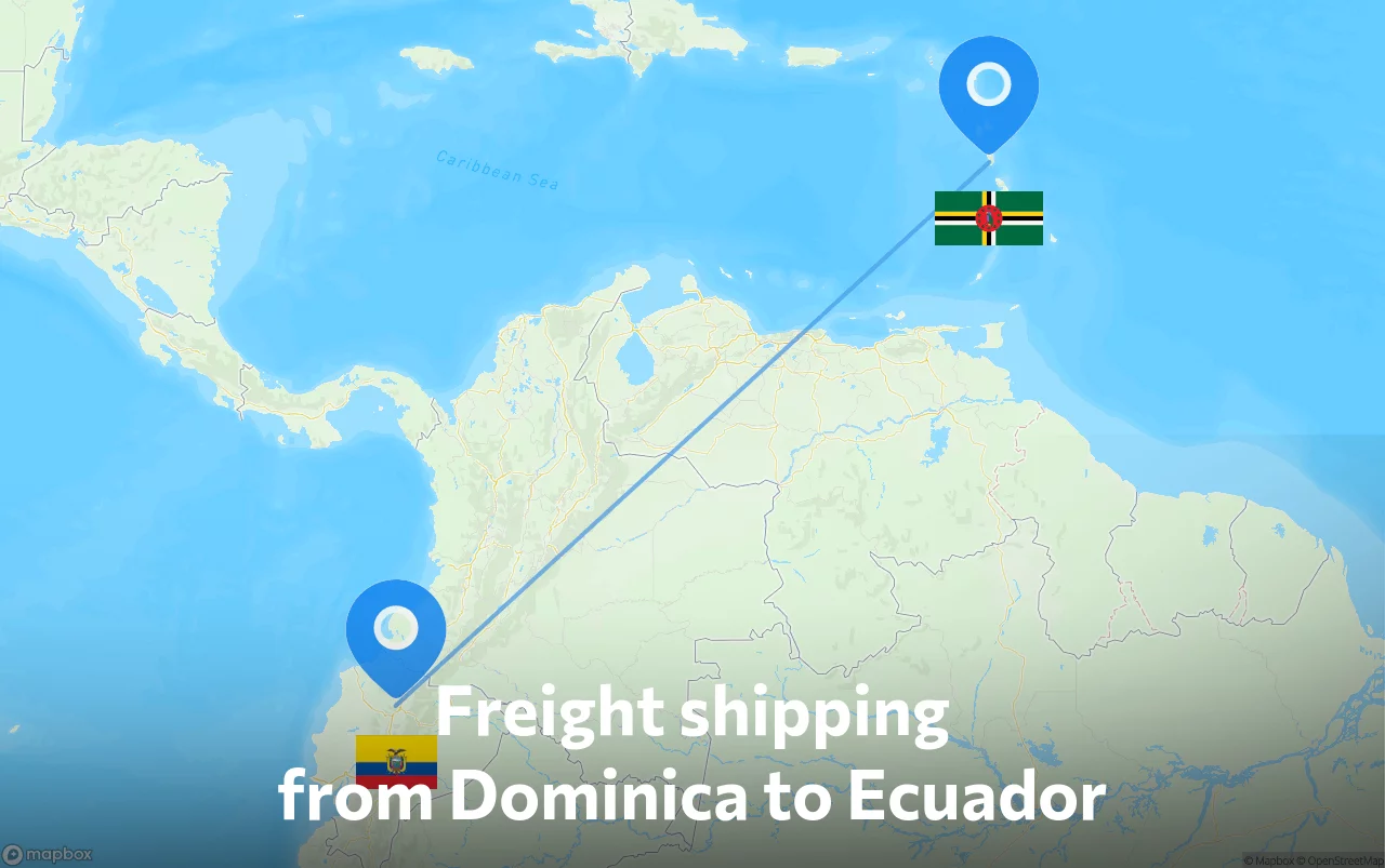 Shipping route from Dominica to Ecuador