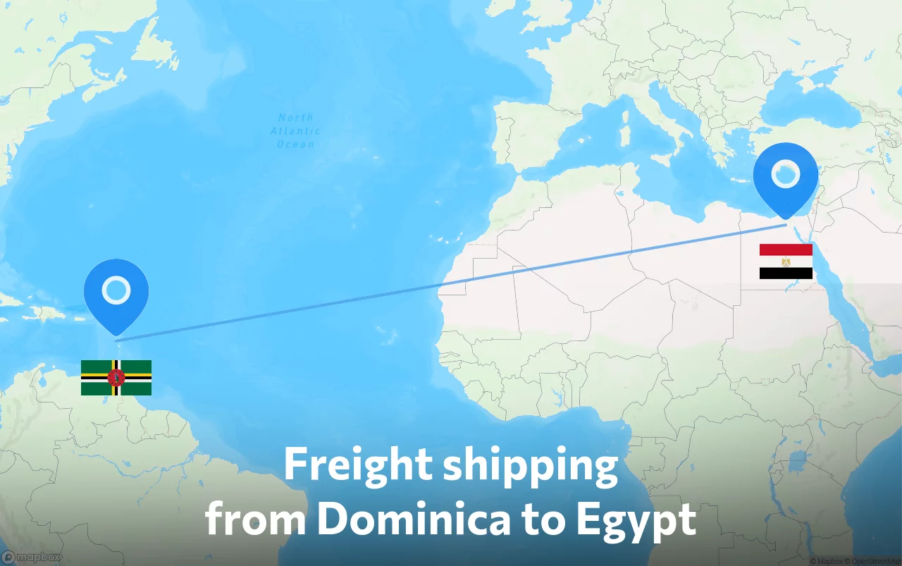 Shipping route from Dominica to Egypt