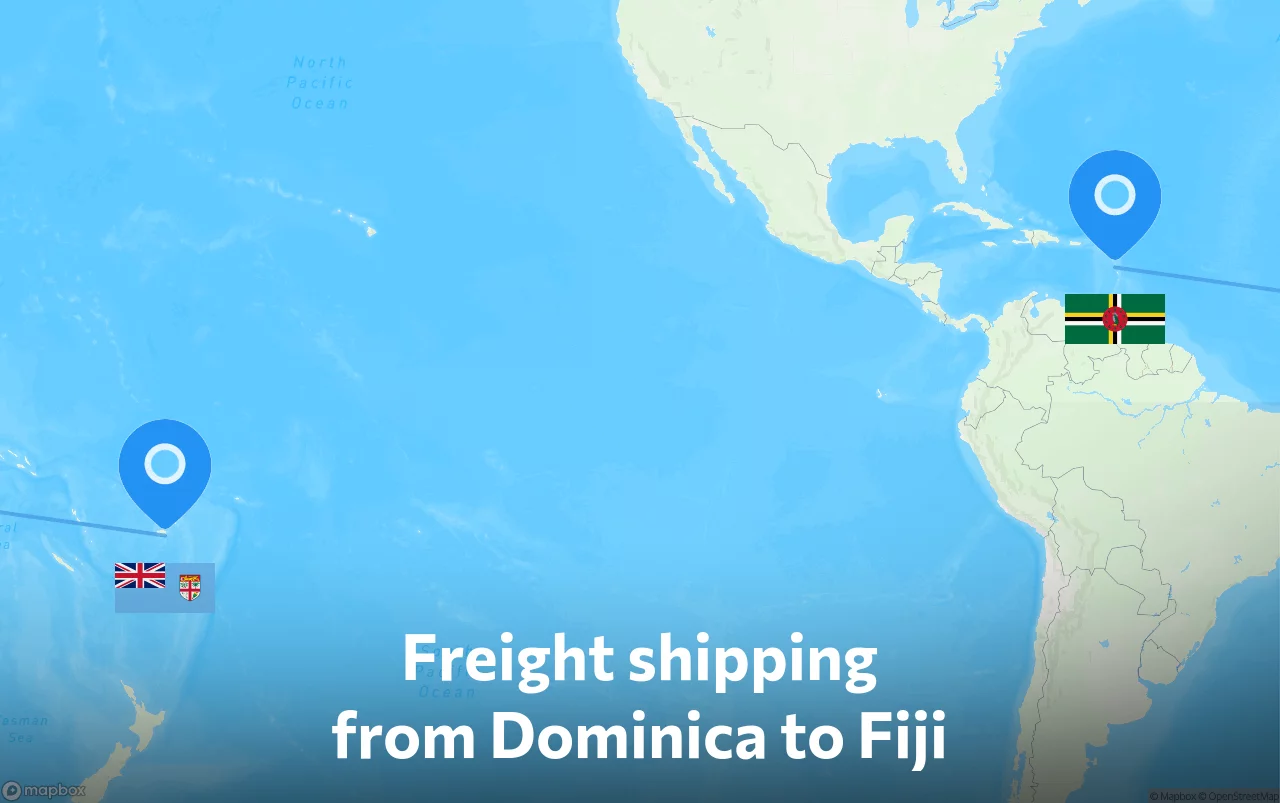 Shipping route from Dominica to Fiji