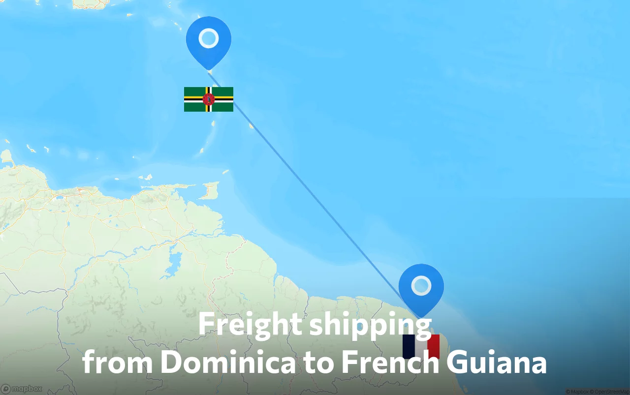 Shipping route from Dominica to French Guiana