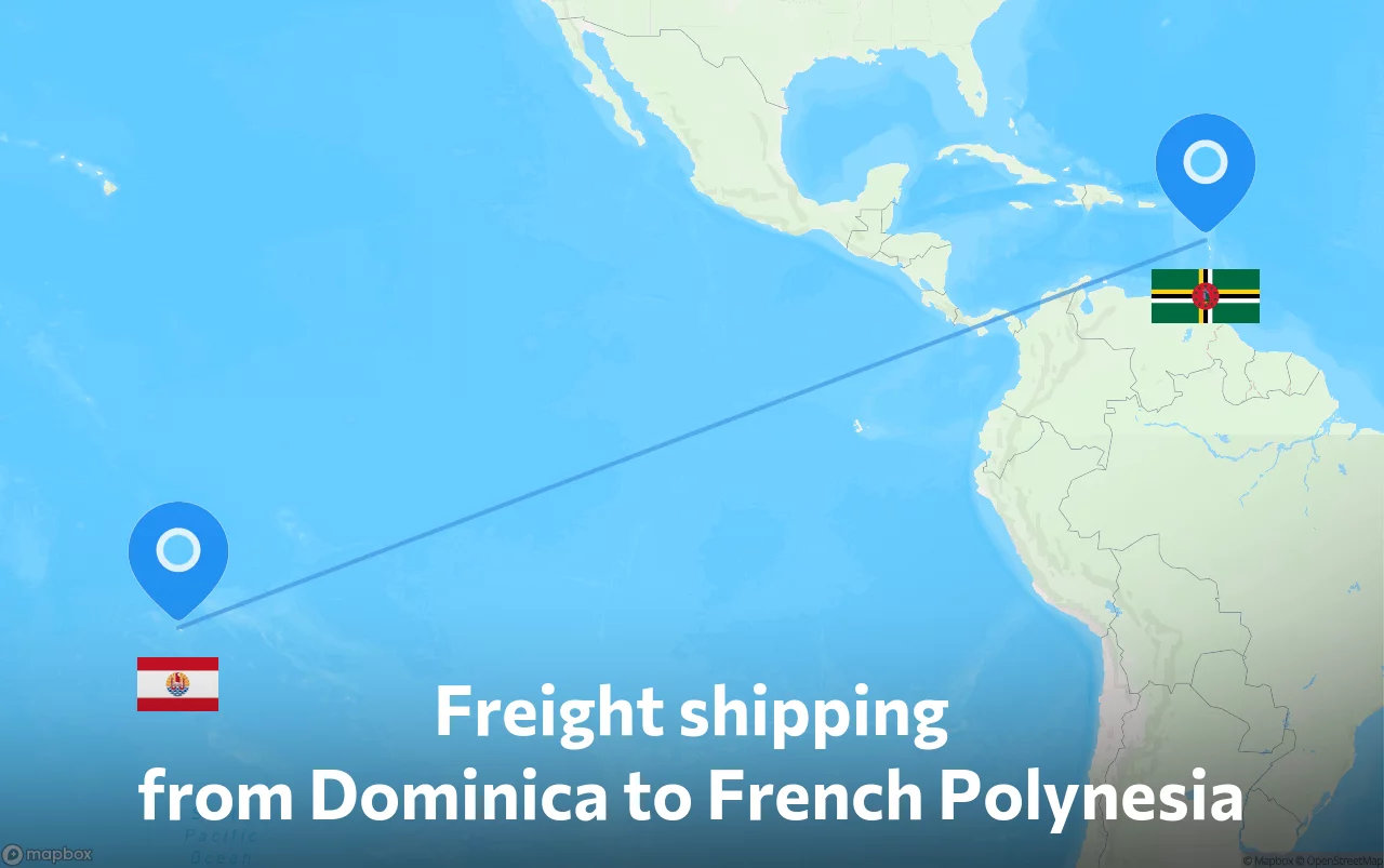 Shipping route from Dominica to French Polynesia