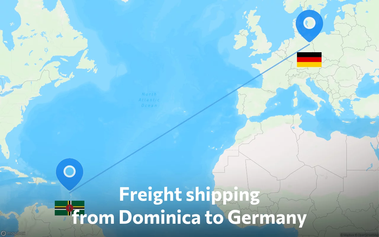 Shipping route from Dominica to Germany