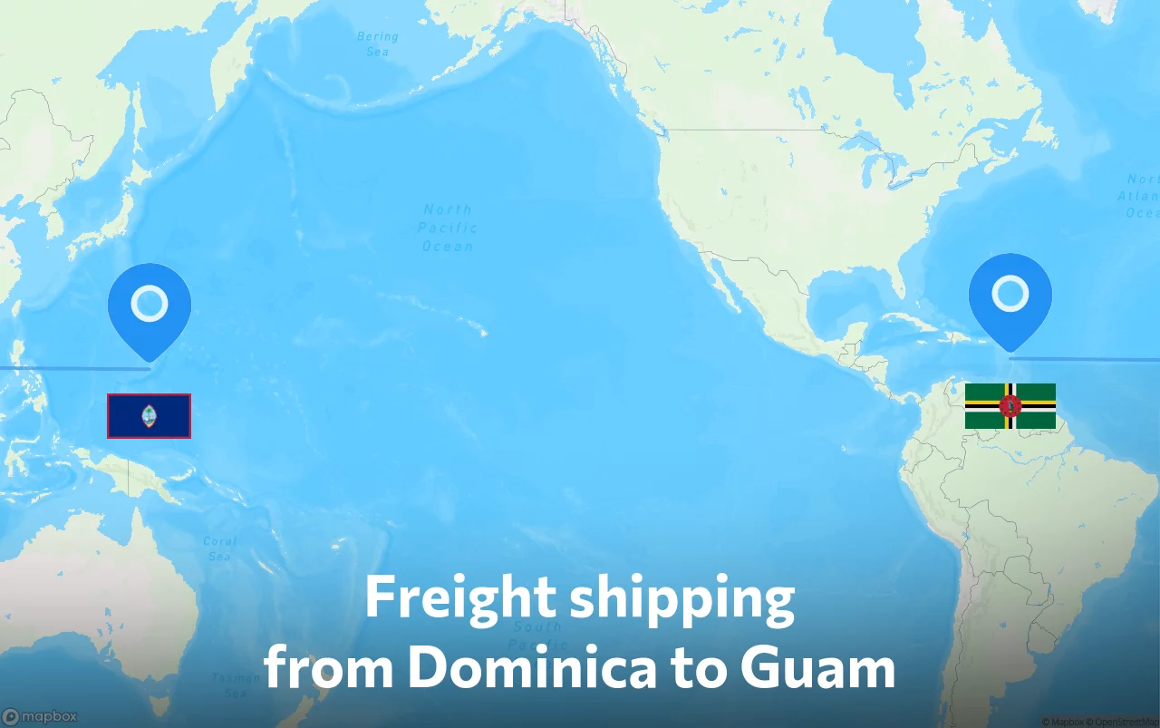 Shipping route from Dominica to Guam
