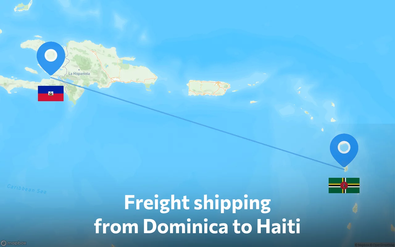 Shipping route from Dominica to Haiti
