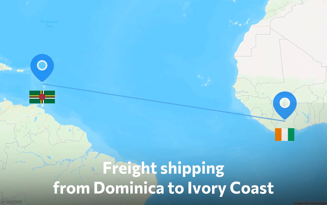 Shipping route from Dominica to Ivory Coast