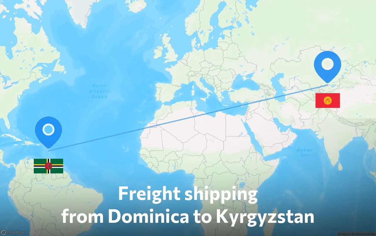Shipping route from Dominica to Kyrgyzstan