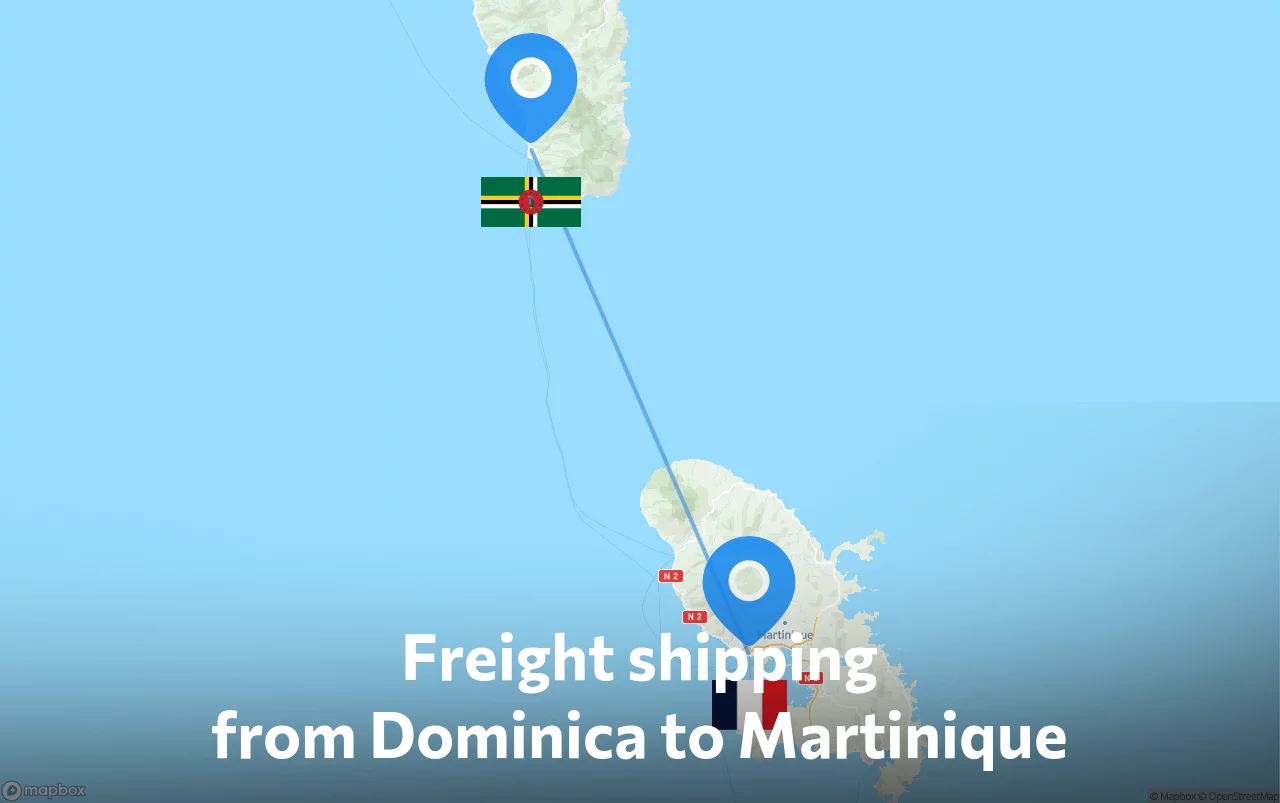 Shipping route from Dominica to Martinique