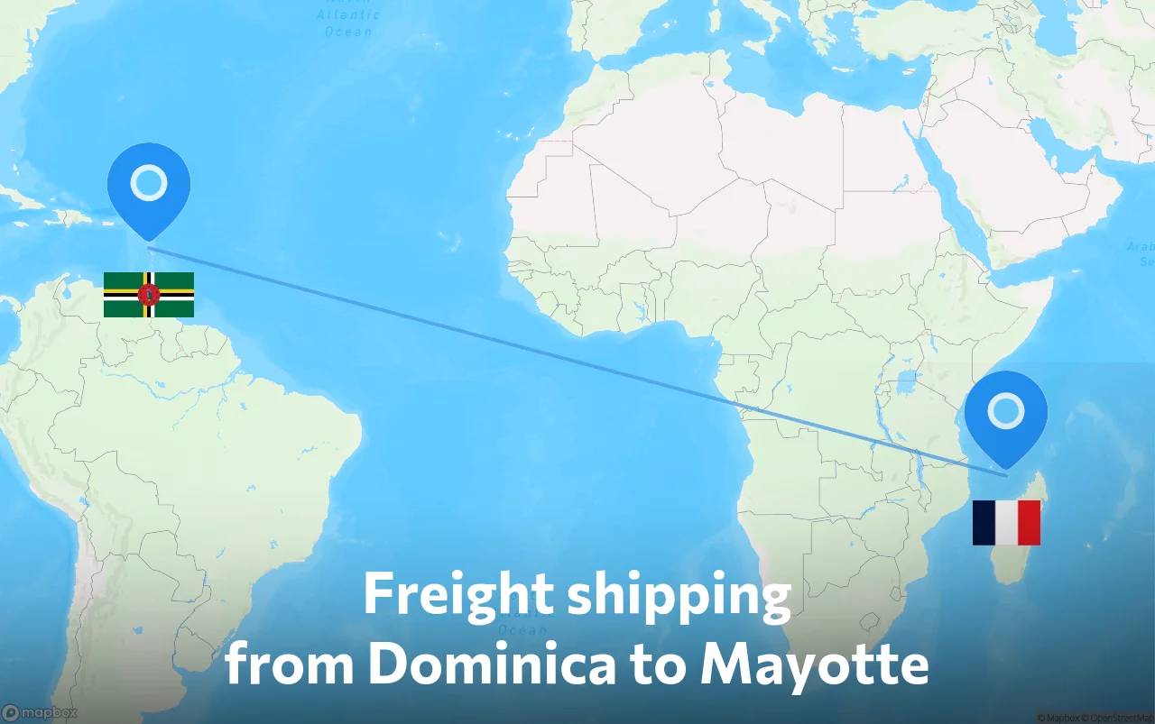 Shipping route from Dominica to Mayotte