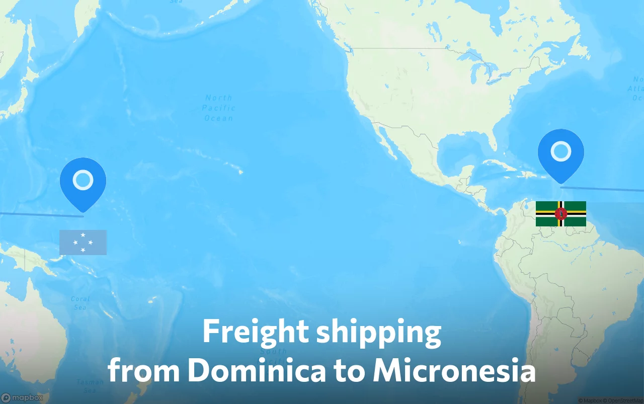 Shipping route from Dominica to Micronesia