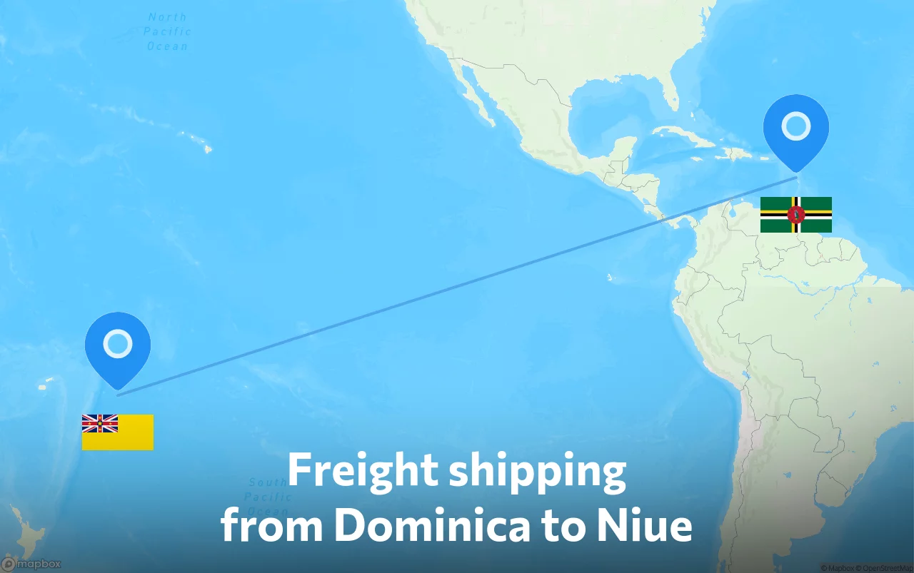 Shipping route from Dominica to Niue