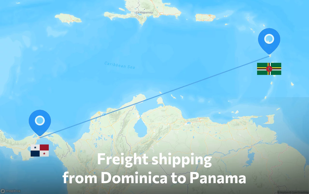 Shipping route from Dominica to Panama